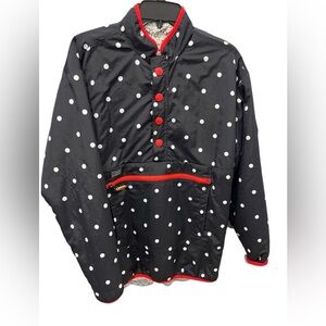 NWT Simply Southern pull over zip up button up medium black  with polka dots